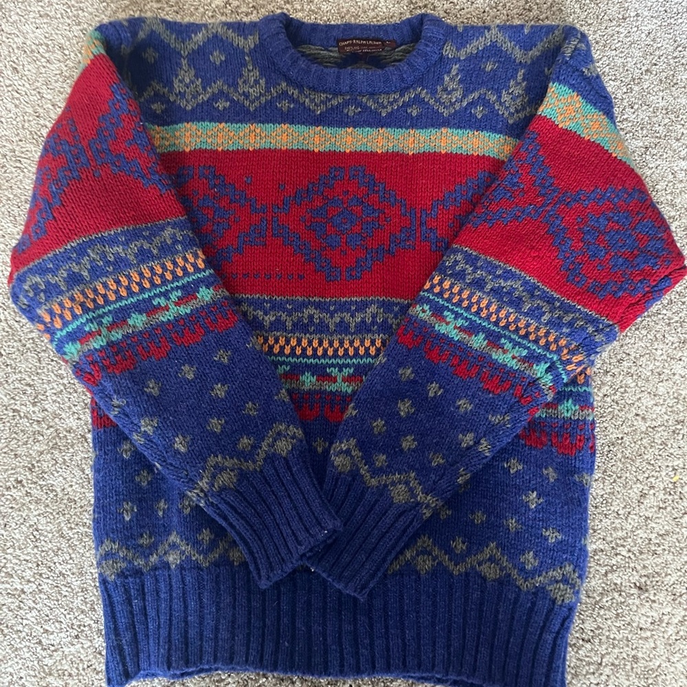 Polo Ralph Lauren Blue and Red Crewneck Sweater